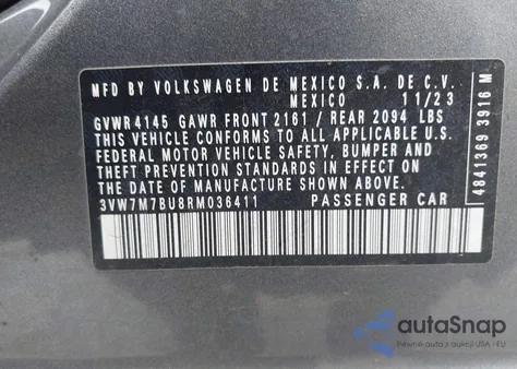 2024 Volkswagen Jetta 1.5T Se из США, поврежденный, VIN 3VW7M7BU8RM036411